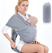 Draagdoek voor baby's, hoogwaardige babybuikdrager, elastische draagdoek voor pasgeborenen en peuters tot 15 kg, 100% zacht biologisch katoen voor mannen en vrouwen (lichtgrijs)