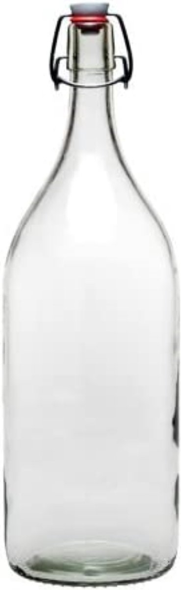 Bouteille En Verre Bleu 2 Litres - Bouchon Vis Noir - Remplissage Maison, Style Vintage
