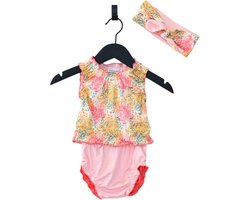 Ducksday - Omkeerbare baby tankini met haarlint - voor meisjes - UPF 50+ - Driedelige zwemset - Lula
