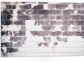 PVC Schuimplaat- Bruine Vlekken op Witte Stenen Muur - 75x50 cm Foto op PVC Schuimplaat