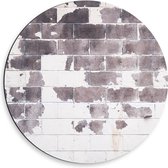 Dibond Muurcirkel - Bruine Vlekken op Witte Stenen Muur - 50x50 cm Foto op Aluminium Muurcirkel (met ophangsysteem)