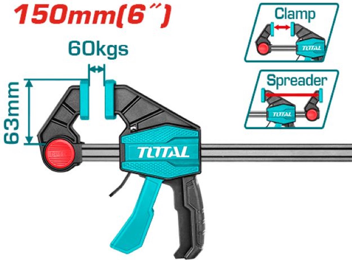 Total - Lijmklem - 150mm - Maximale klemkracht 60kgs