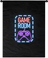 Wandkleed - Wanddoek - Neon - Quotes - Game room - Controller - Zwart - 150x200 cm - Wandtapijt