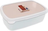 Broodtrommel Wit - Lunchbox - Brooddoos - Deur - Rood - Pastel - Architectuur - 18x12x6 cm - Volwassenen