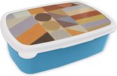 Broodtrommel Blauw - Lunchbox - Brooddoos - Geometrie - Vormen - Kleuren - Pastel - 18x12x6 cm - Kinderen - Jongen
