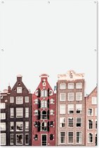 Muurdecoratie Amsterdam - Architectuur - Huizen - Straat - 120x180 cm - Tuinposter - Tuindoek - Buitenposter