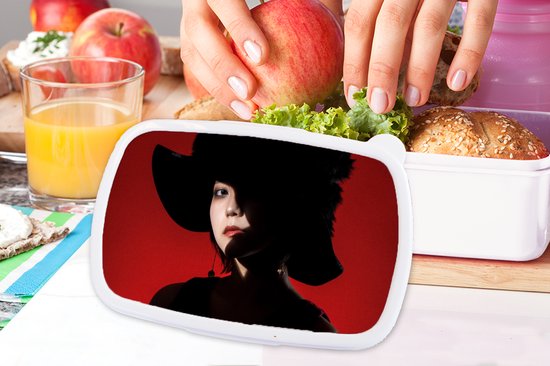 Boîte à pain Wit - Lunch box - Boîte à pain - Rouge - Femme - Zwart - Portrait - 18x12x6 cm - Adultes