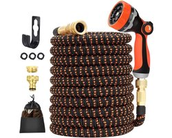 EKEO - Flexibele tuinslang - Uitrekbaar tot 15 meter met tuinslanghouder - Bewatering - Zwart