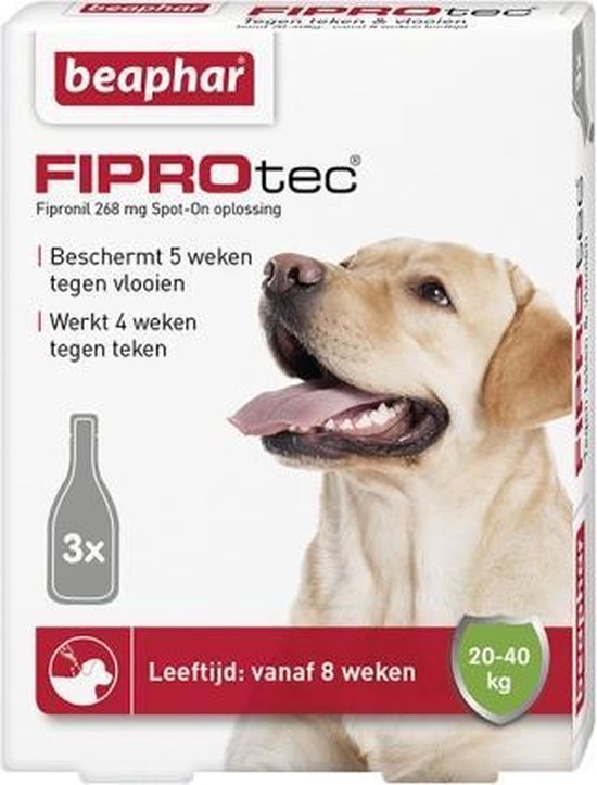 Beaphar FiproTec Anti Vlooien en tekenmiddel - Hond 10-20 kg - 3 Pippetten  | bol.com