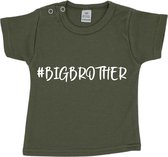Baby t-shirt korte mouw - #BIGBROTHER - Groen - Maat 80 - Zwanger - Geboorte - Big brother - Aankondiging - Zwangerschapsaankondiging - Peuter - Dreumes - Ik word grote broer