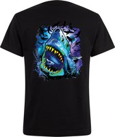 Zwart Neon Tshirt Cosmo Shark S