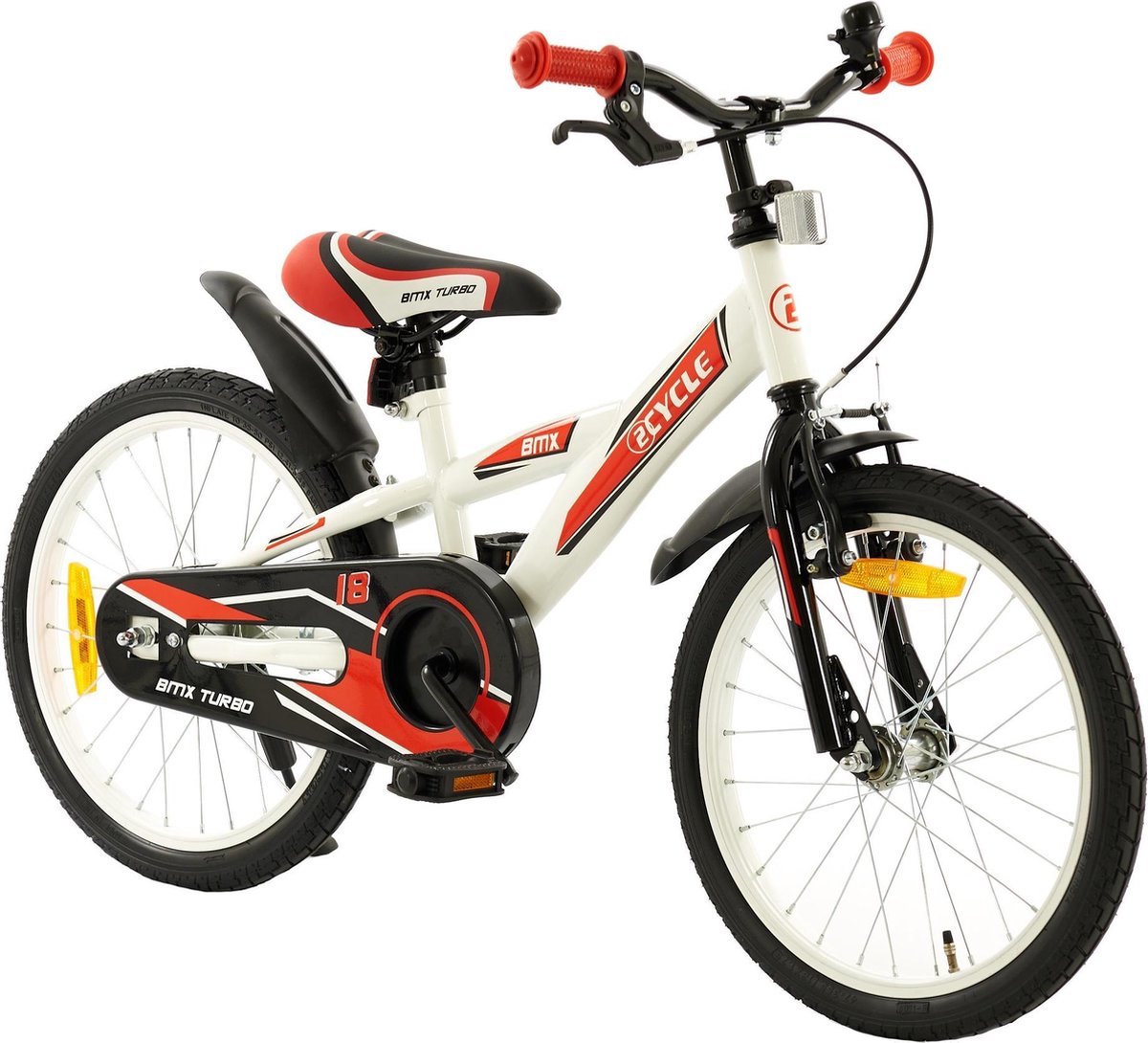 2Cycle BMX Kinderfiets - 18 inch - Wit-Rood - Jongensfiets