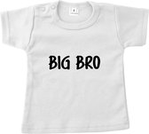 Baby t-shirt korte mouw - BIG BRO - Wit - Maat 92 - Zwanger - Geboorte - Big brother - Aankondiging - Zwangerschapsaankondiging - Peuter - Dreumes - Ik word grote broer