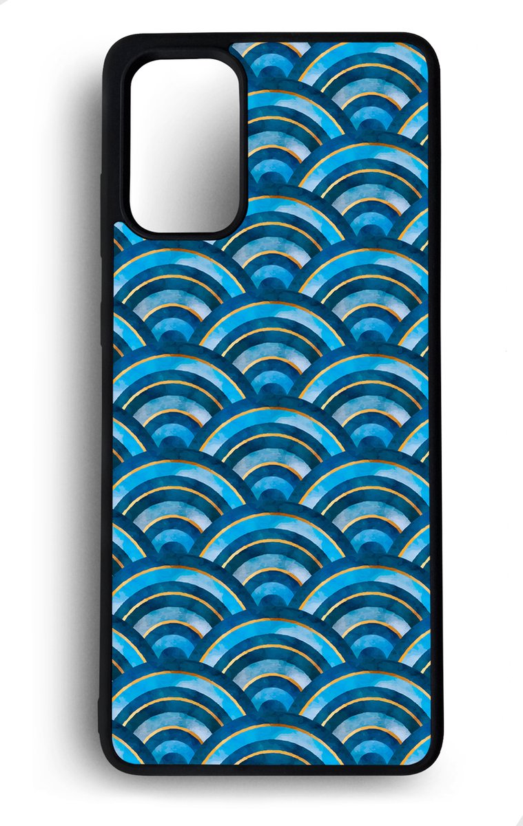 Ako Design Samsung Galaxy S20 Plus hoesje - Japanse golven - blauw - Hoogglans - TPU Rubber telefoonhoesje - hard backcover