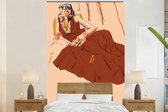 Behang - Fotobehang Vrouw - Abstract - Portret - Kunst - Breedte 145 cm x hoogte 220 cm - Behangpapier