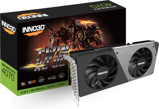 INNO3D GeForce RTX 4070 TWIN X2 OC - Videokaart - 12GB GDDR6X - PCIe 4.0 - 1 x HDMI - 3x DisplayPort