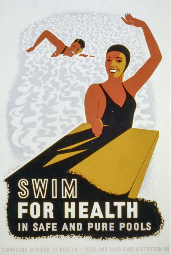 Posters Vintage - Zwem Advertentie - Vintage poster - Ouderwets - Interieur Design - Wanddecoratie - 61x91