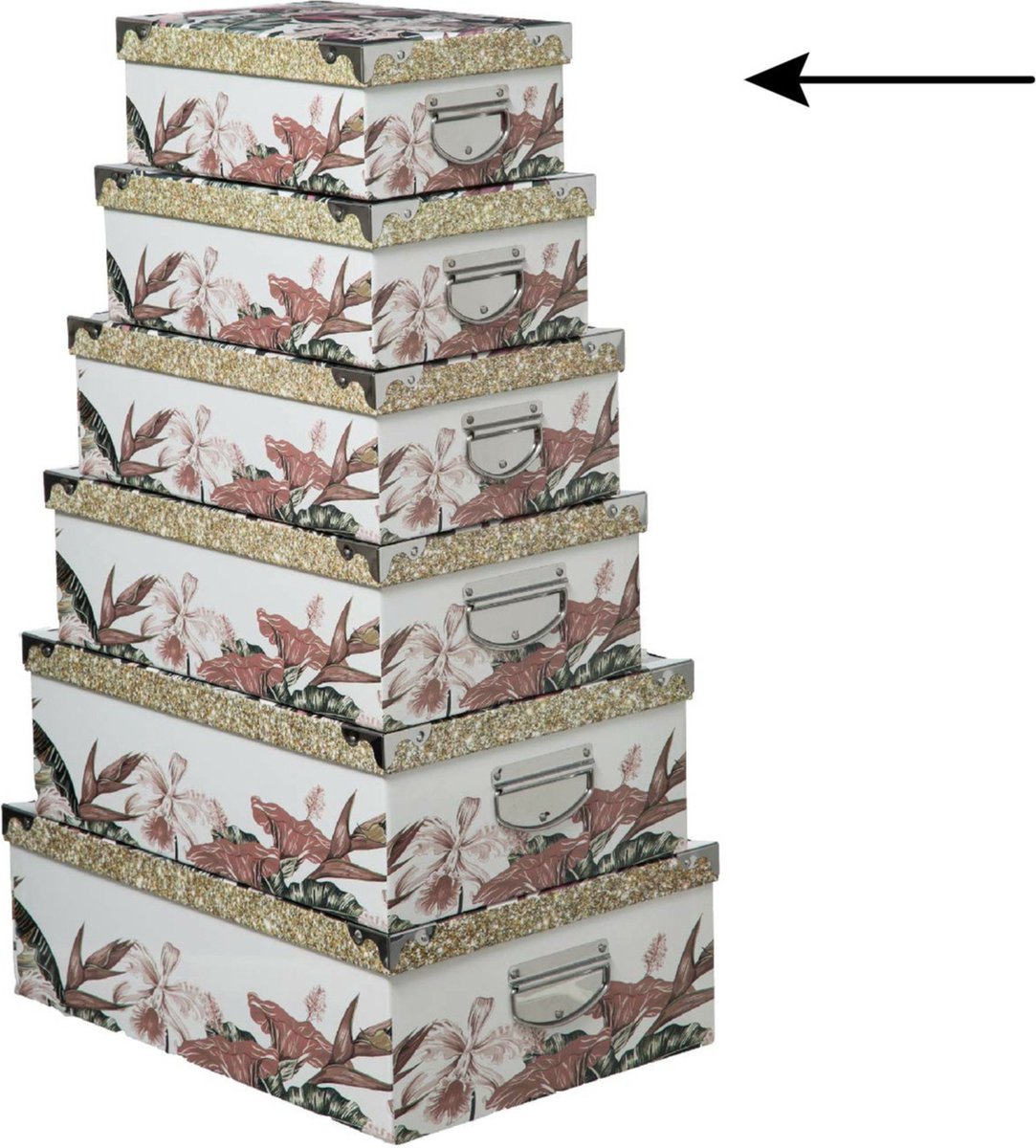 5Five Opbergdoos/box - wit - L28 x B19.5 x H11 cm - Stevig karton - Junglebox - Opbergbox