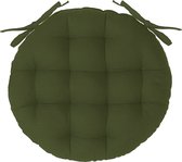 Atmosphera Tuinstoelkussen - olijfgroen - katoen - 38 x 38 x 6.5 cm - wicker zitkussen rond