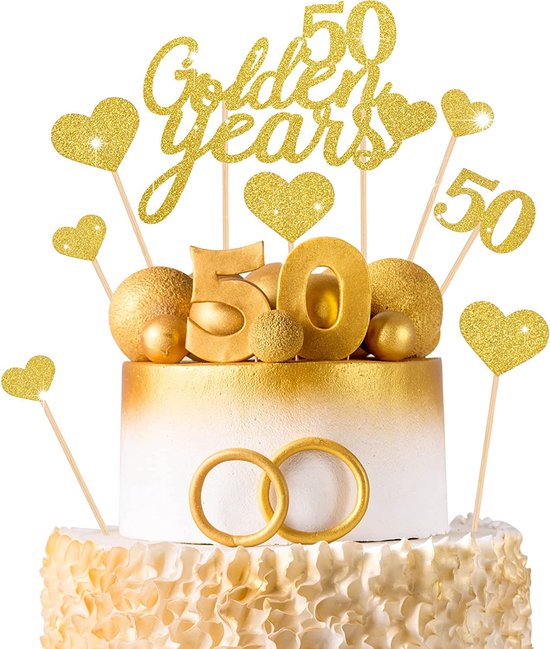 13 pièces - Set de décorations de gâteau 50 ans d'or - Décoration de 50e  anniversaire... | bol