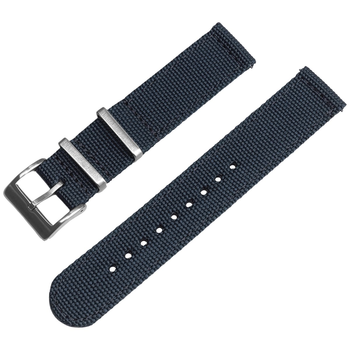 Canvas Like Nylon Two Piece NATO Strap Horlogeband Blauwgrijs 19mm