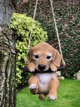 Pup Cocker Spaniel hangend ass 15 cm hoog - hond - dog - polyester - polystone - beeld - tuinbeeld - hoogkwalitatieve kunststof - decoratiefiguur - interieur - accessoire - voor binnen - voor buiten - cadeau - geschenk - Kerst - nieuwjaar