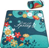 Picknickdeken, wasbaar, XXL, waterdichte deken met draaggreep, herbruikbare kleurrijke tuin, 200 x 200 cm