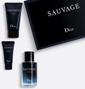 Dior Sauvage Gift Set - 60 ml eau de parfum vaporisateur + 50 ml gel douche + 20 ml hydratant visage & barbe - coffret cadeau pour homme