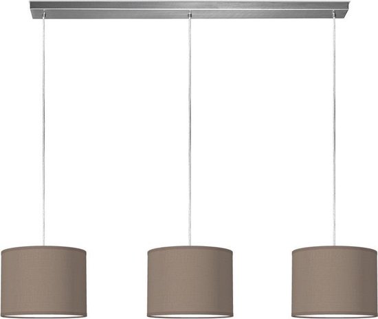 Home Sweet Home hanglamp Bling - verlichtingspendel Beam inclusief 3 lampenkappen - lampenkap 25/25/19cm - pendel lengte 100 cm - geschikt voor E27 LED lamp - taupe