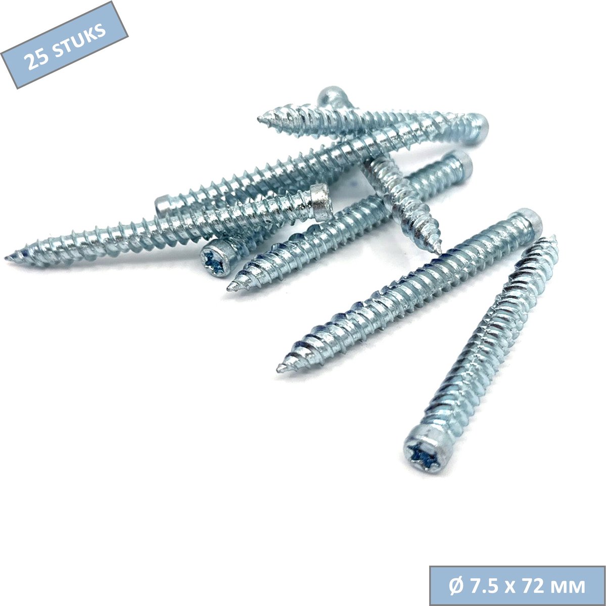 UFAST kozijnschroef Ø 7.5 x 72 mm - Cilinderkop - Verzinkt - Torx - 25 stuks
