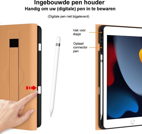 Dasaja iPad 10.2 (2019 / 2020 / 2021) étui en cuir bleu avec porte-stylo