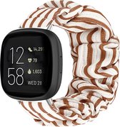 Strap-it Smartwatch bandje - Scrunchie nylon bandje - geschikt voor Fitbit Versa 3 / Fitbit Sense - vintage