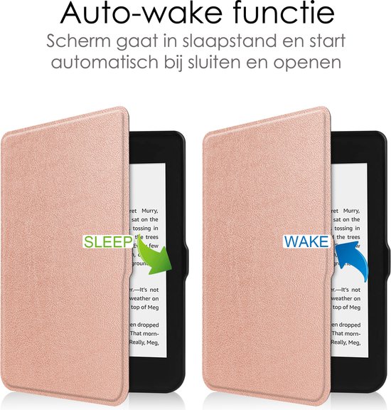 Hoes Geschikt voor Kobo Nia Hoesje Bookcase Cover Book Case Hoes Sleepcover - Rosé Goud van smart case — afbeelding 5