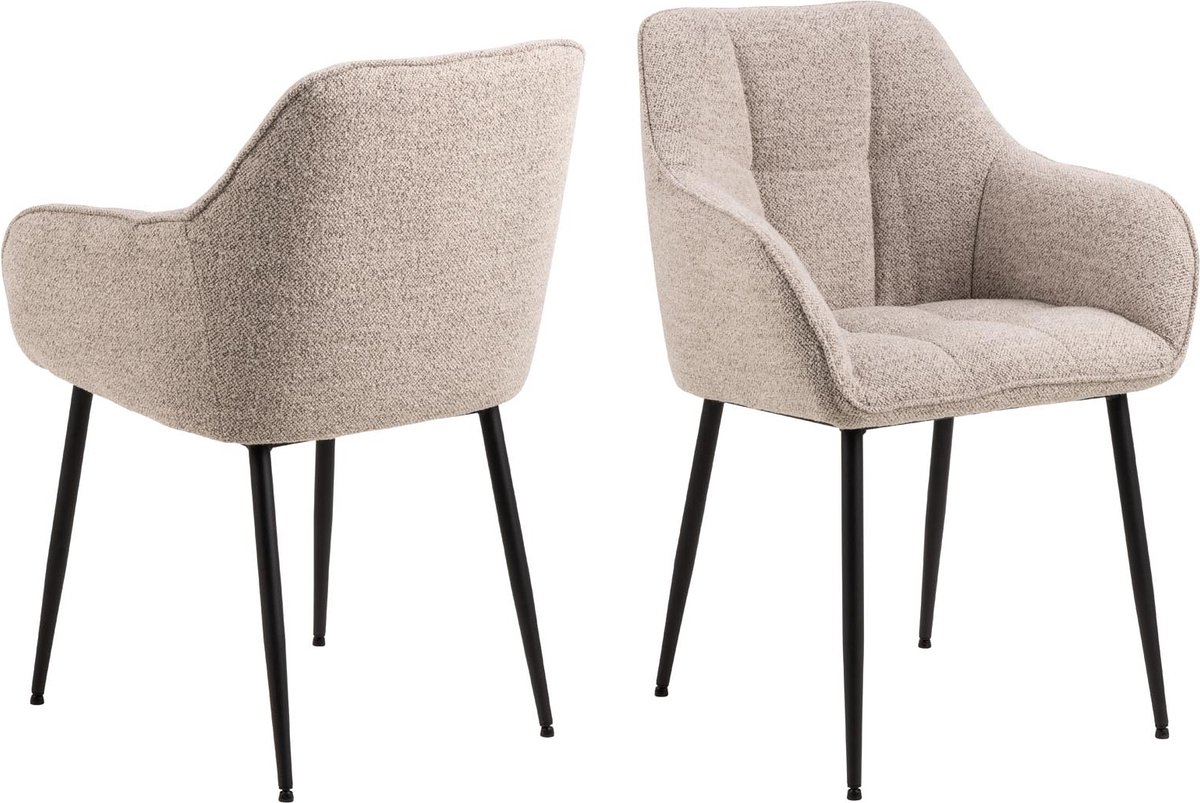 Eetkamerstoel Kelvin Met Armleuning Beige - Giga Living - Set van 2