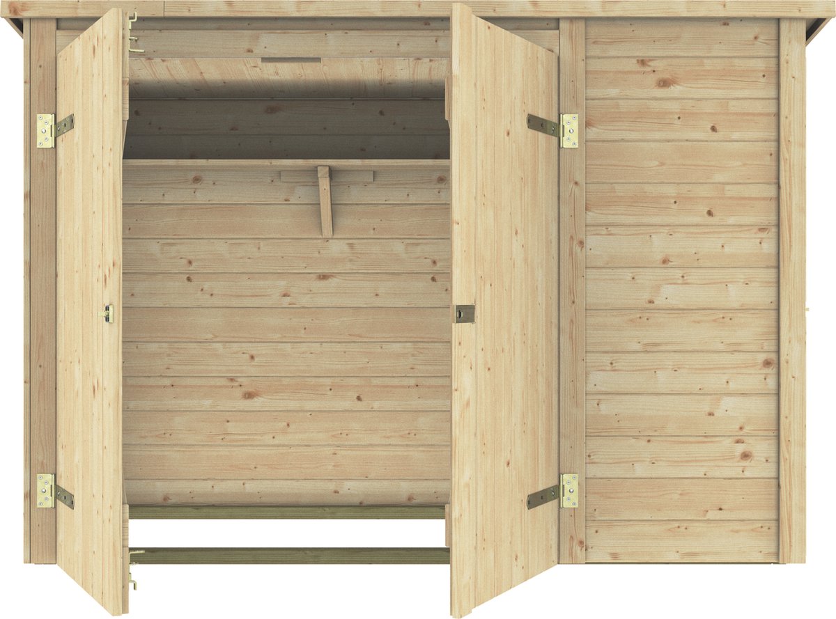 Abri pour vélos ou poubelles en bois d'épicéa + placard 95 x 215