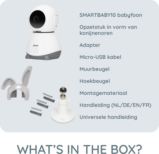 Alecto Wifi Babyfoon met Camera en App - Full HD - Op afstand beweegbaar - Melding bij beweging en geluid - SMARTBABY10 - Wit