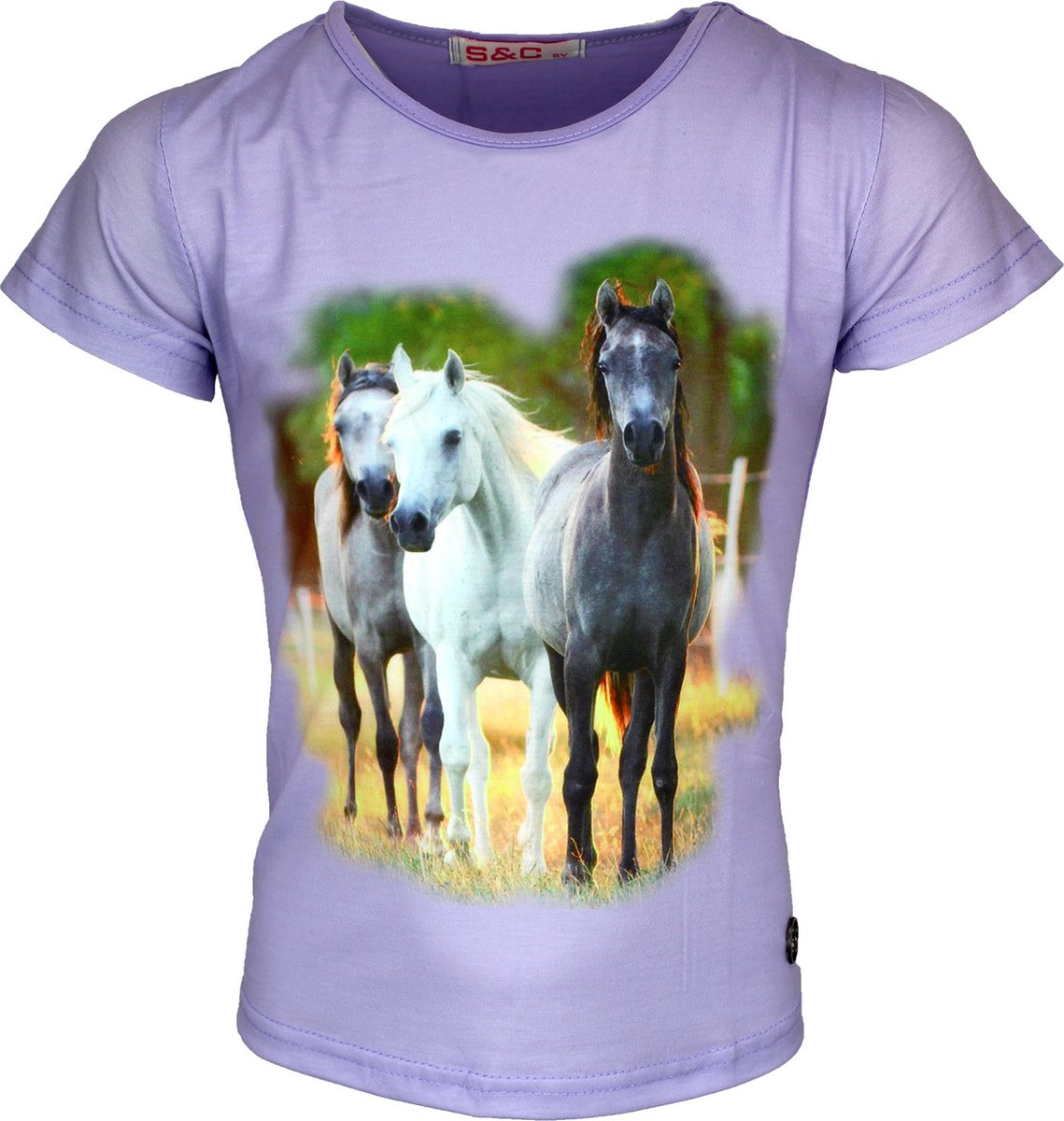 S&C Shirtje Paardjes lila Kids & Kind Meisjes Paars - Maat: 98/104