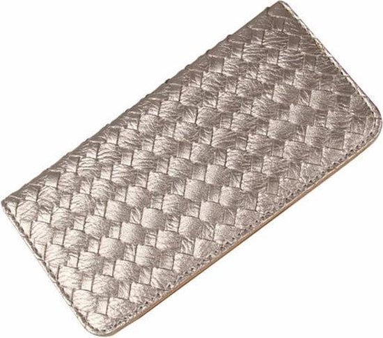 Fashionidea – mooie zilverkleurige pasjeshouder portefeuille model van chique gevlochten PU- leer, niet geschikt voor muntgeld.