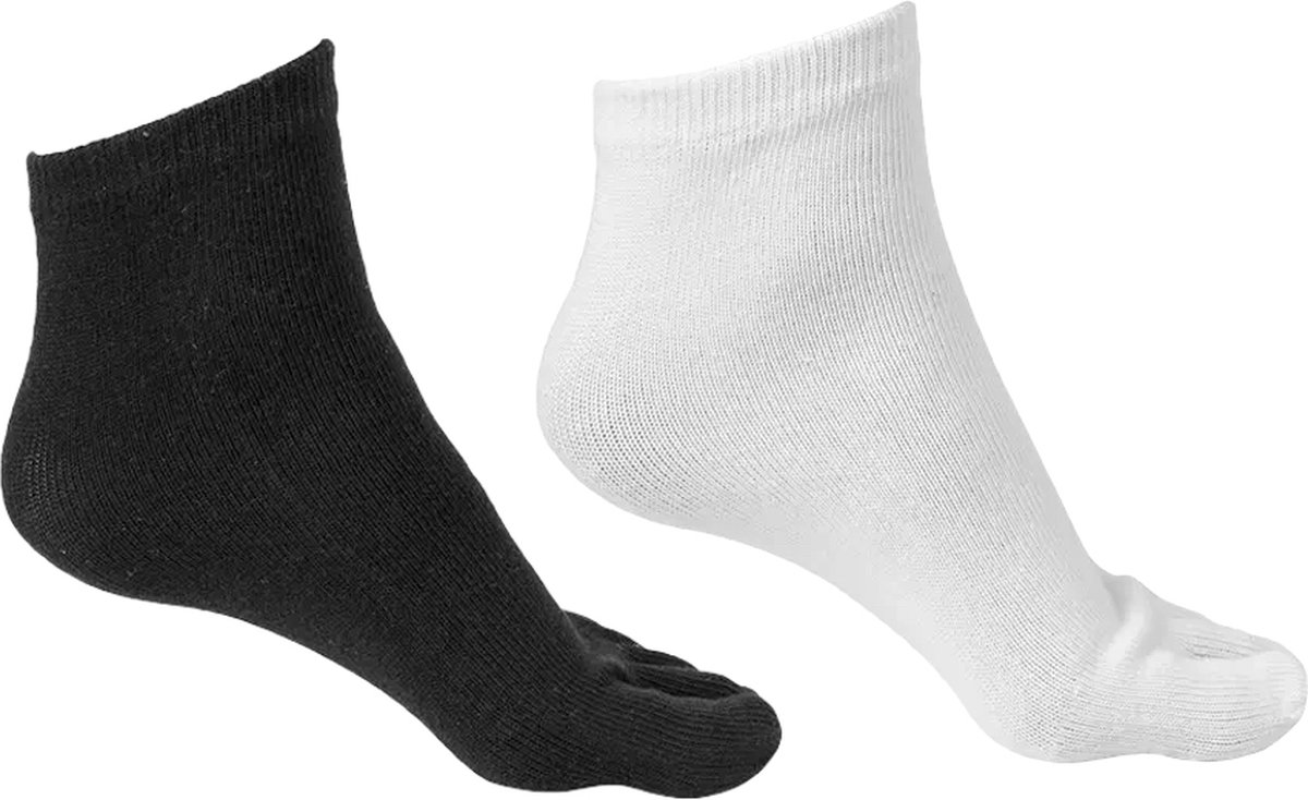 Teensokken | dames sokken | 4 paar | set | zwart + wit | maat 35-38 - Merkloos