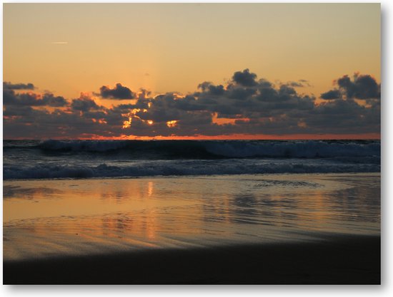 Zee met ondergaande zon - Foto Op Canvas 40x30