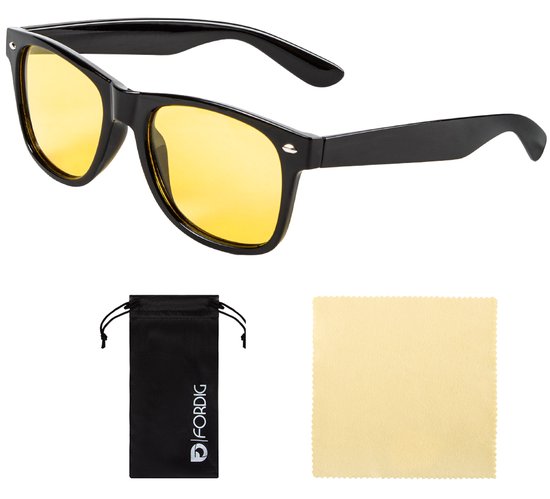 ForDig Nachtbril Auto - Gele bril Night Vision - Unisex - Zwart