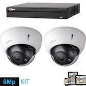 Full HD IP kit 2x dome 6 Megapixel camerabeveiliging set