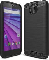 Geborstelde TPU Cover - Motorola Moto C Plus - Zwart