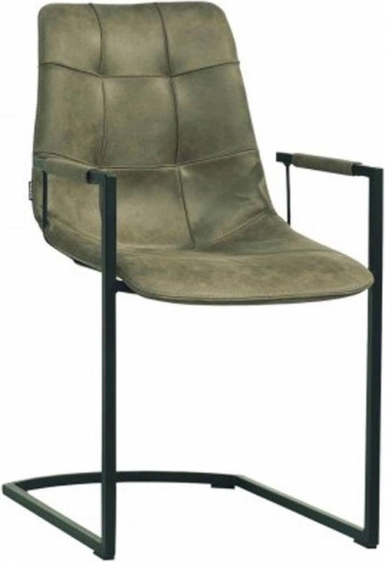 Stoel Condor met armleuning freeswing poot kleur Olive - set van 2 stoelen