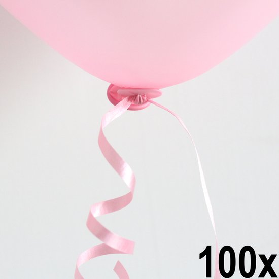 100 Automatische snelsluiters met lint Roze - Ballonnen Ballon Snel Sluiter  Knoopje Helium | bol.com