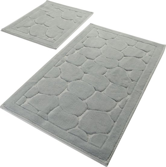 Asir Badmatten Set (2 Stuks) 100% KATOEN 1600 gr/m Antibacteriële Antislip Onderzijde Wasbaar in de Machine op 30 C Badmat: 50 x 60 cm (1 Stuk) Badmat: 60 x 100 cm (1 Stuk)