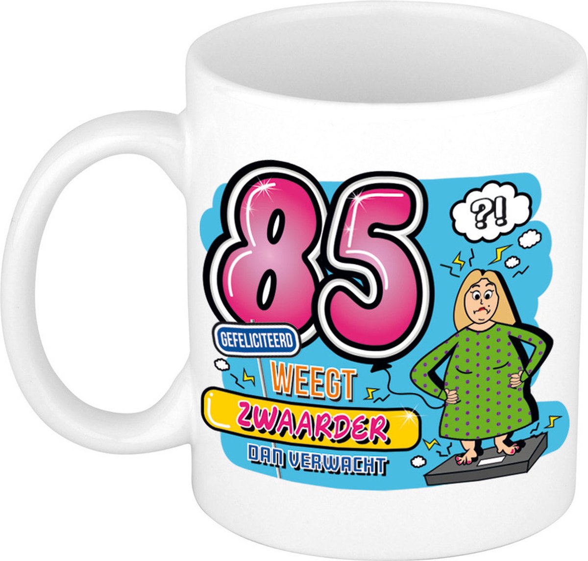 Bellatio Decorations cadeau mok - 85 weegt zwaarder dan verwacht - keramiek - 300 ml