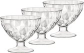 Bormioli Rocco ijcoupes/ijsjes/dessert serveer schaaltjes - set 12x stuks - bewerkt glas - 360 ml