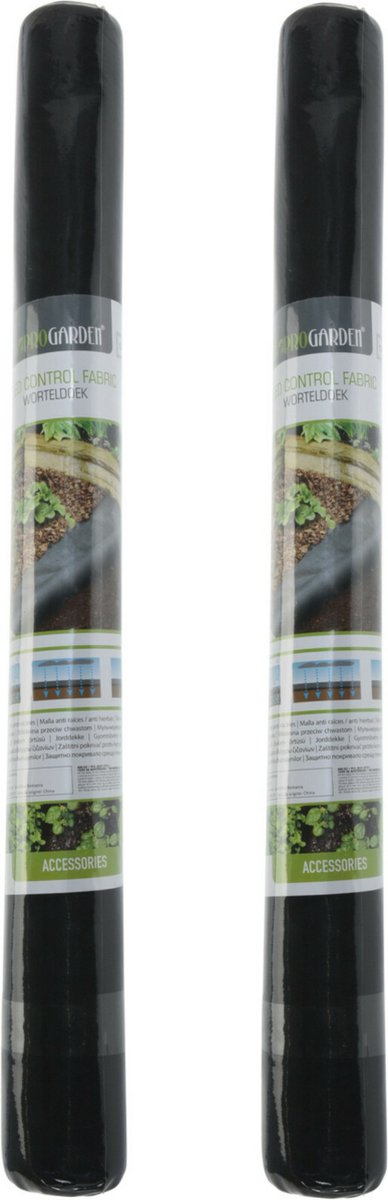 Pro Garden Gronddoek/worteldoek - 2x - anti onkruid - tuin - 150 x 700 cm - zwart - moestuin artikelen