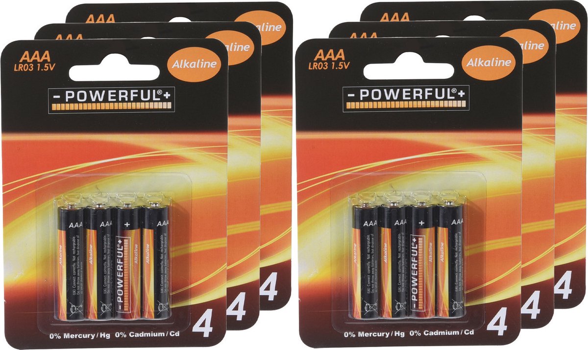Powerful Batterijen - AAA type - 24x stuks - Alkaline - Long life
